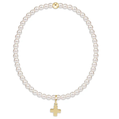 enewton Extends - Classic Pearl Cross 3mm Bead Bracelet