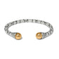 Pebble Link Two Tone Open Flex Cuff Bracelet - JF0378 - She Chester