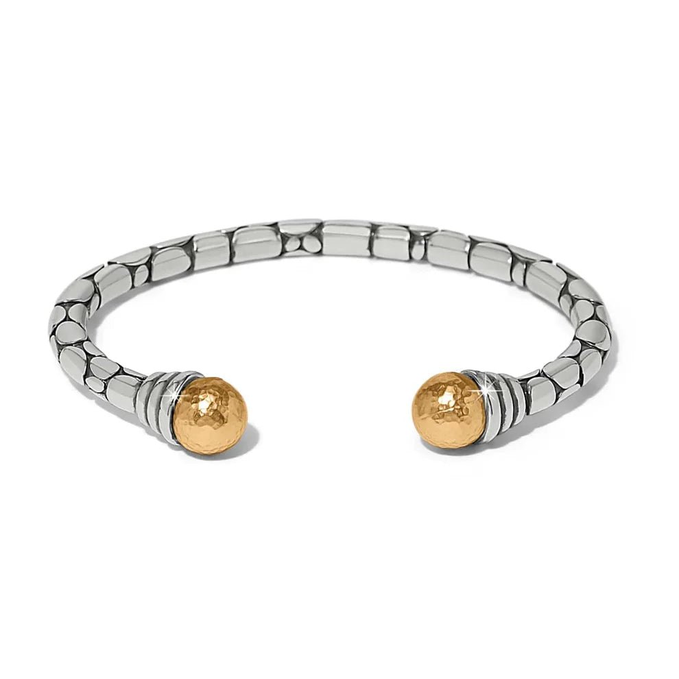 Pebble Link Two Tone Open Flex Cuff Bracelet - JF0378 - She Chester