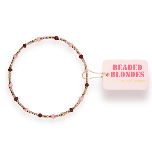 Penelope Bracelet in Light Pink and Maroon: Standard 6.75 inch - She Chester