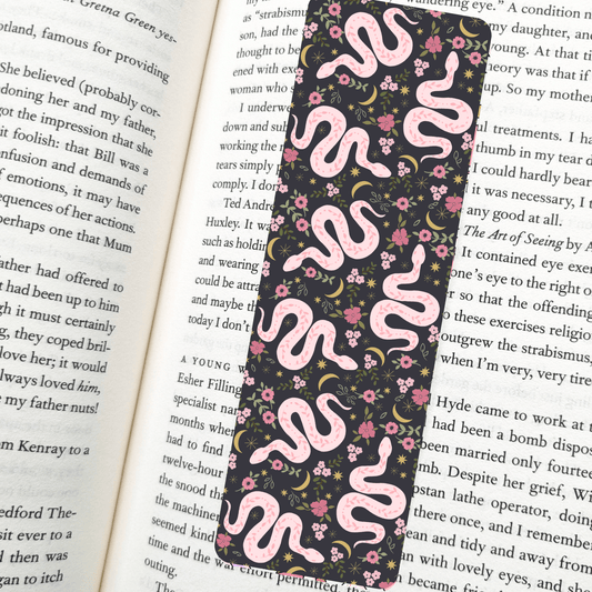Pink Boho Snakes Bookmark – Soft Matte Laminated  - She Chester