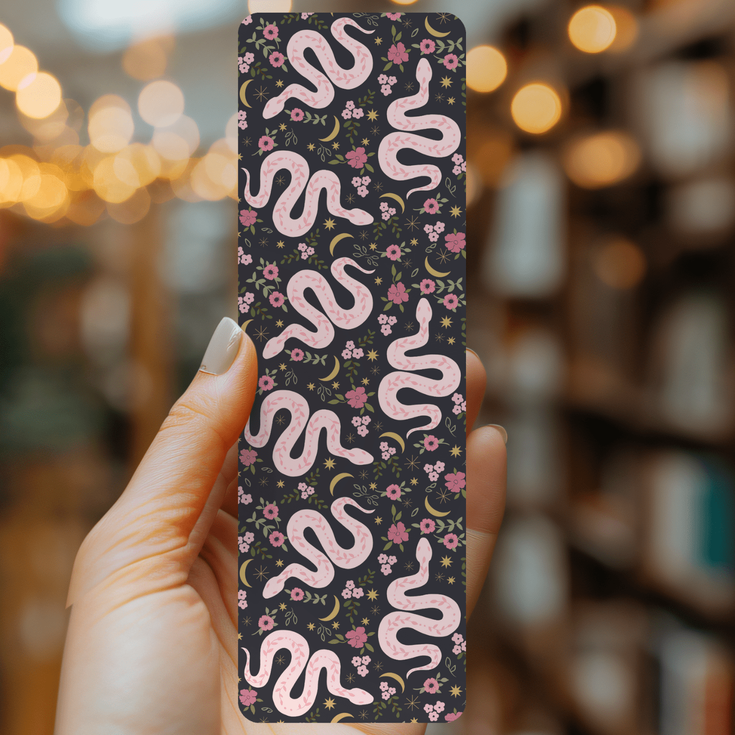 Pink Boho Snakes Bookmark – Soft Matte Laminated  - She Chester