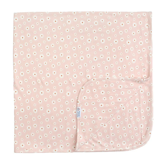 Pink Daisy Ribbed Luxury Bamboo Blanket - She Chester