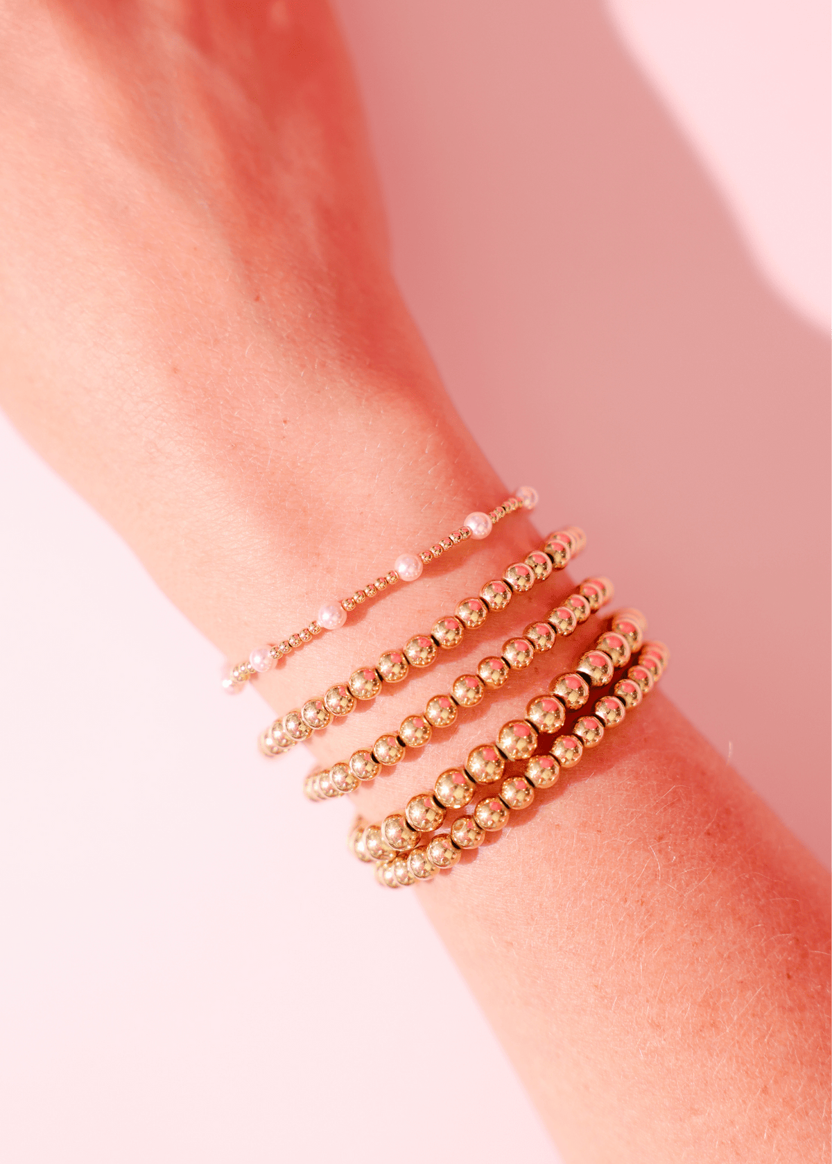 Pink June Bracelet in Gold: Standard 6.75 inch - She Chester