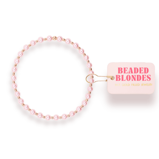 Pink Mini Luci Bracelet in Gold: Standard 6.75 inch - She Chester