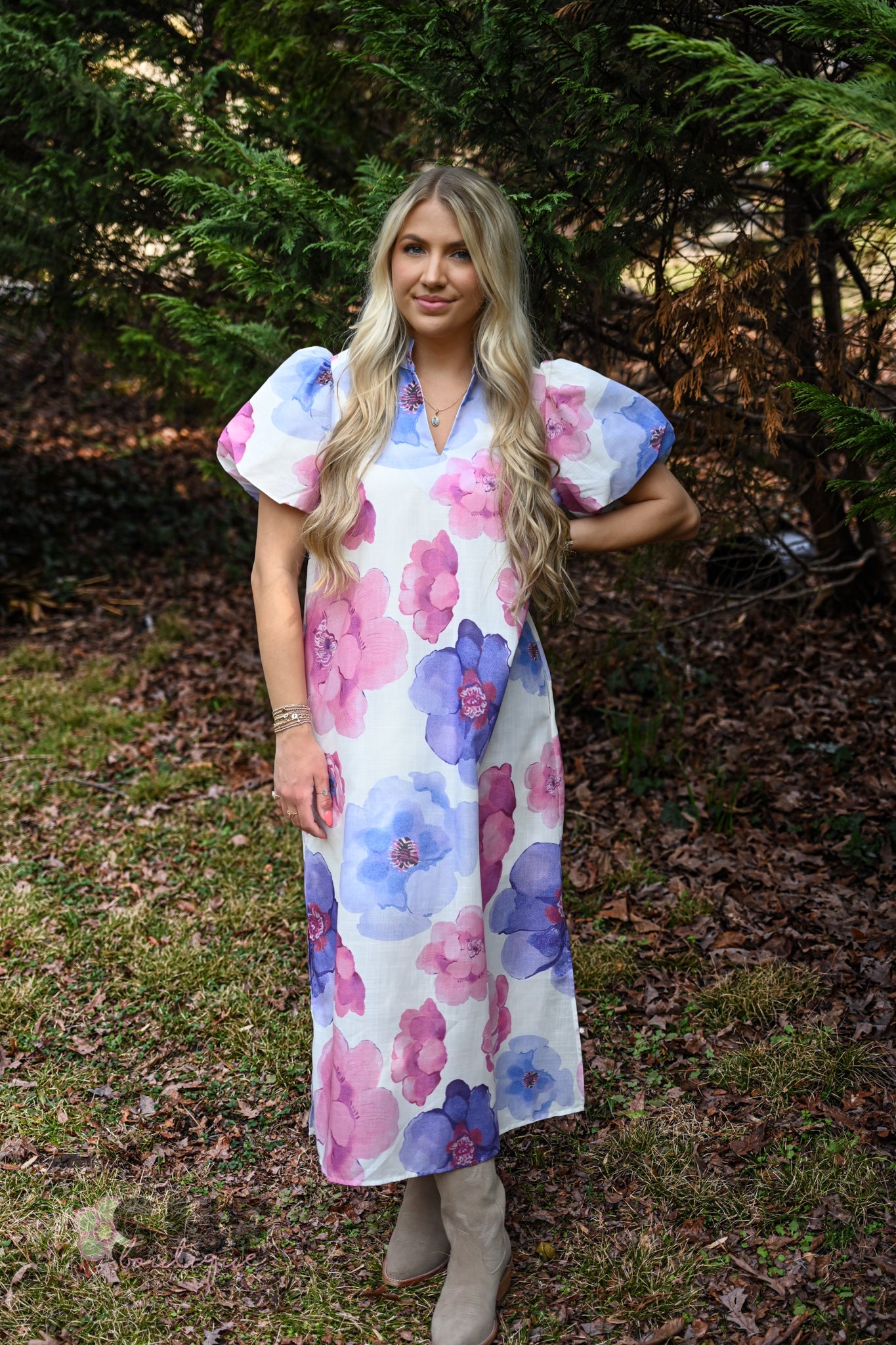 Pink Purple Poppy Maxi Dress - She Chester