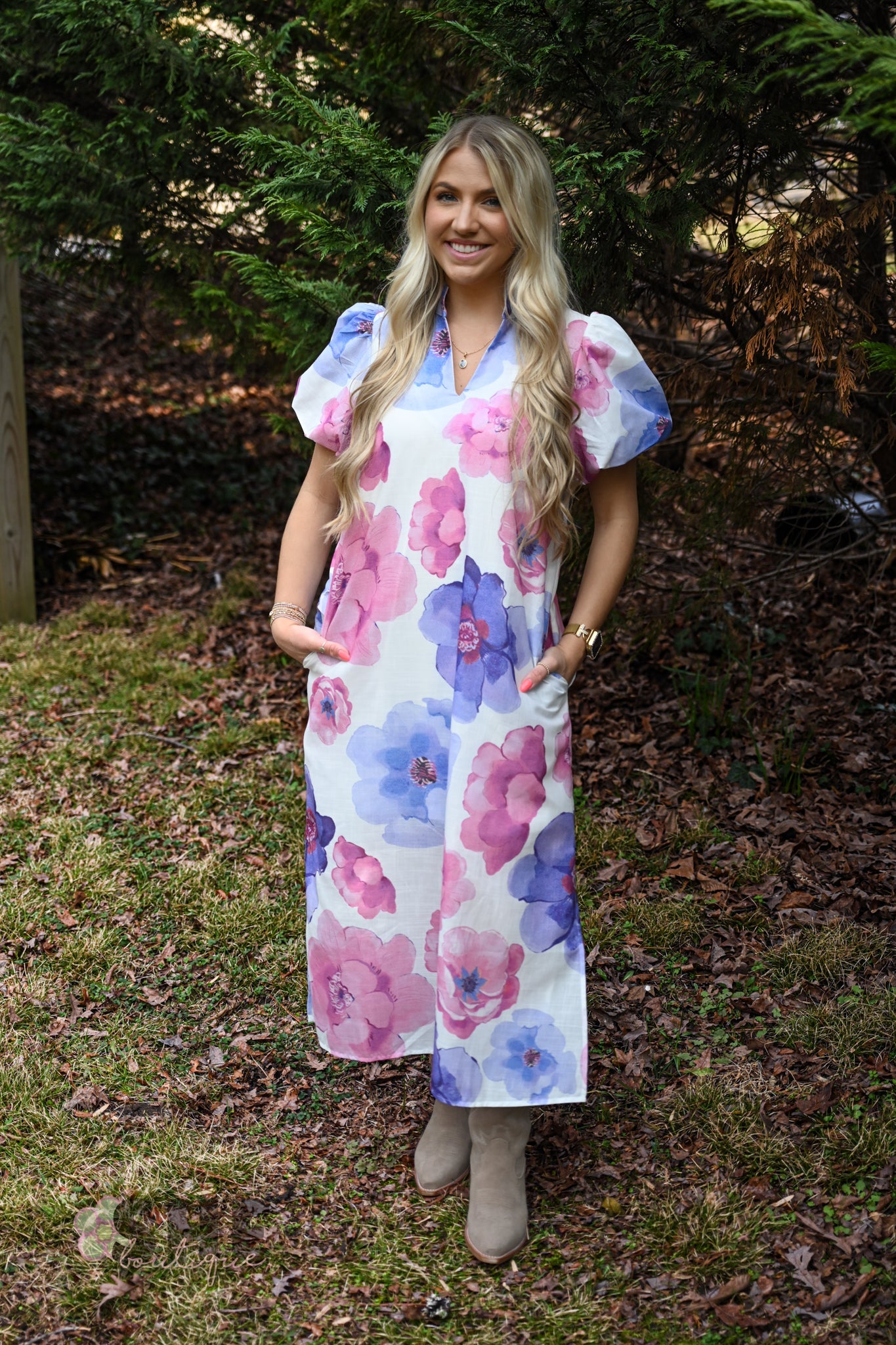 Pink Purple Poppy Maxi Dress - She Chester