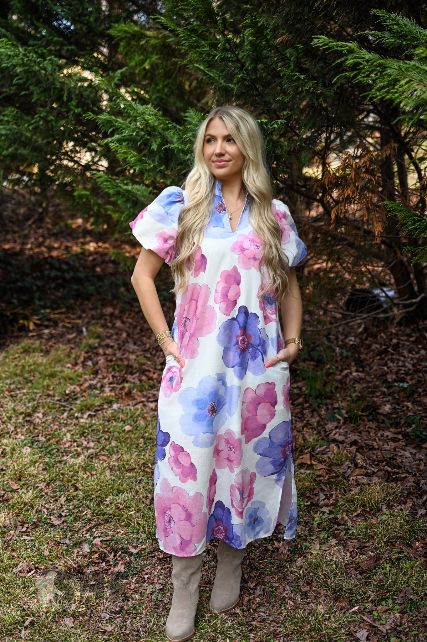 Pink Purple Poppy Maxi Dress - She Chester