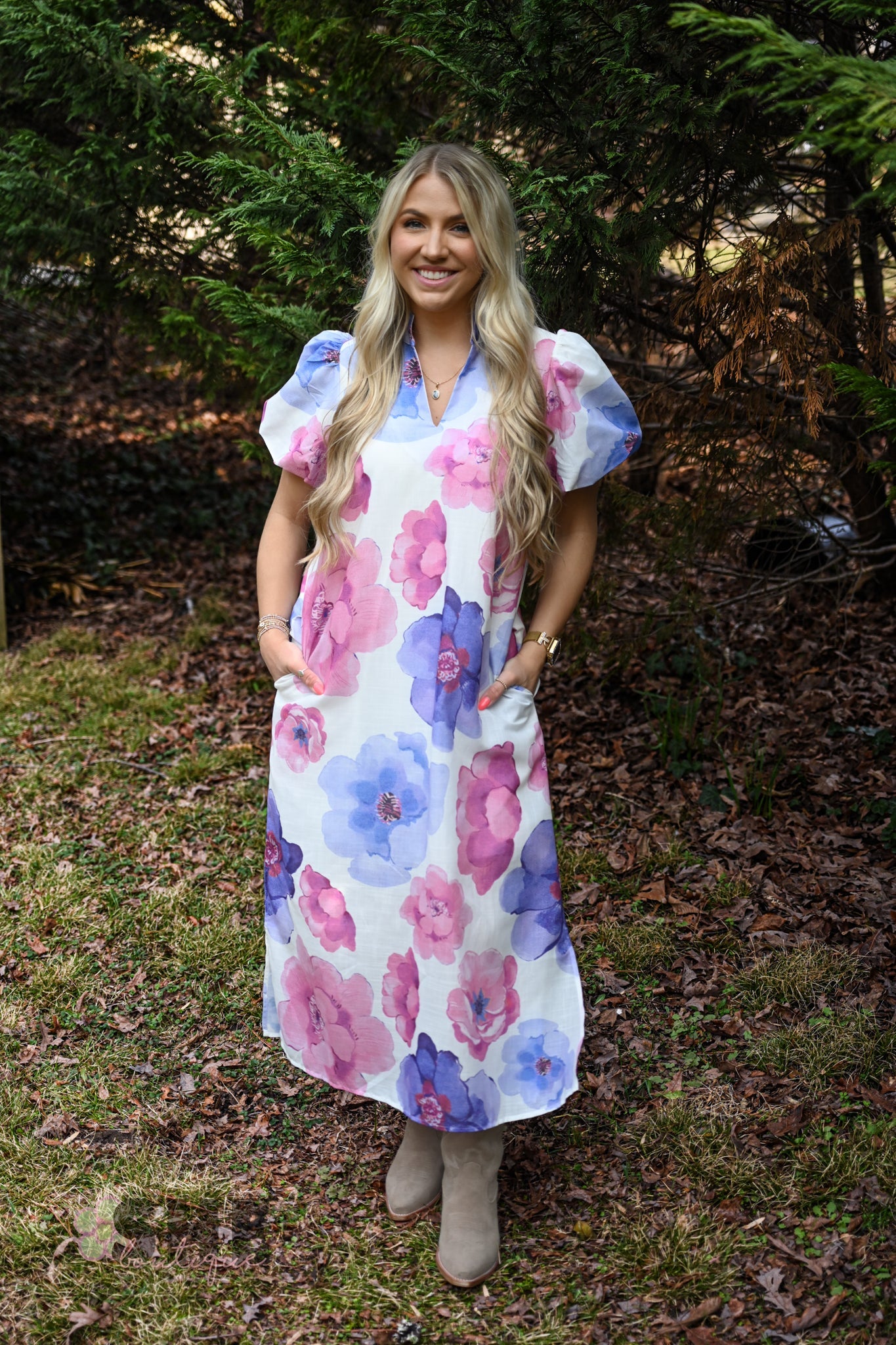 Pink Purple Poppy Maxi Dress - She Chester