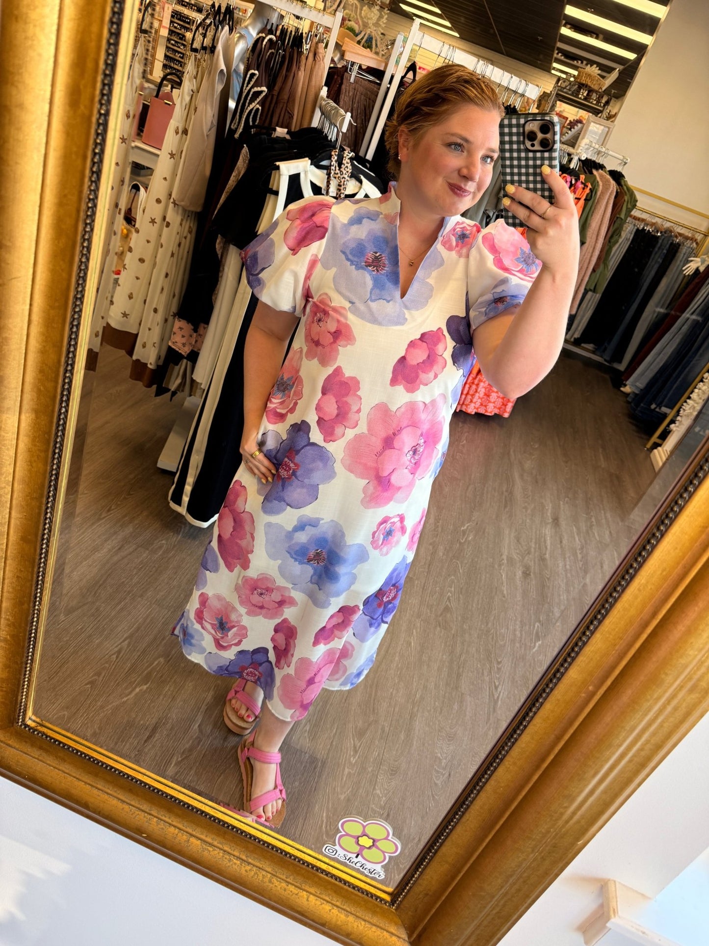 Pink Purple Poppy Maxi Dress - She Chester