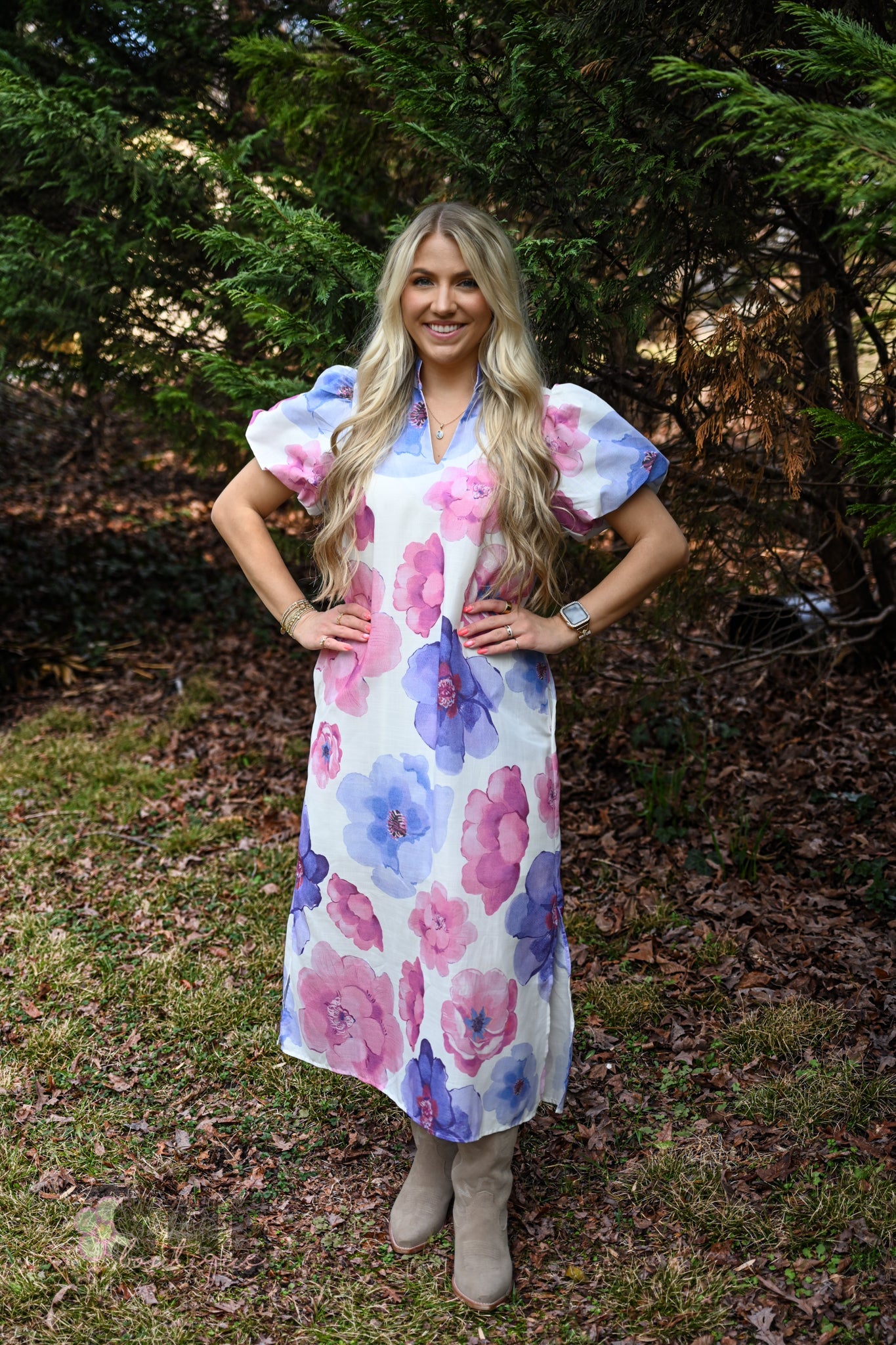 Pink Purple Poppy Maxi Dress - She Chester