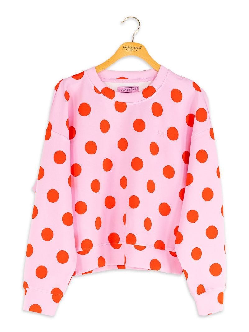 Pink & Red Polka Dot Crew - She Chester