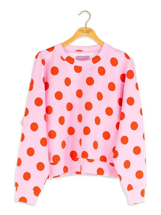 Pink & Red Polka Dot Crew - She Chester