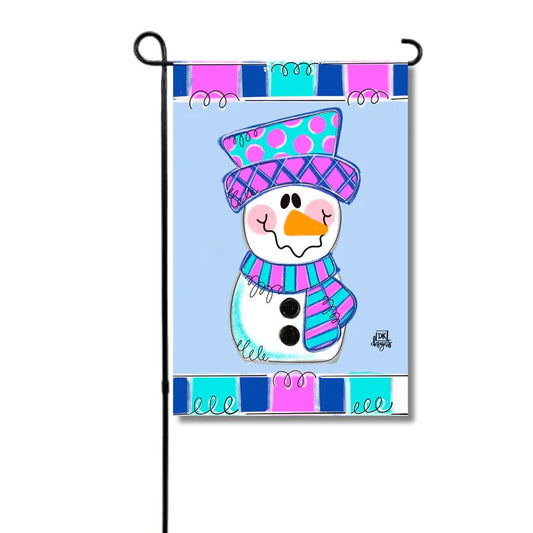 Pink Snowman Garden Glam Flag - She Chester