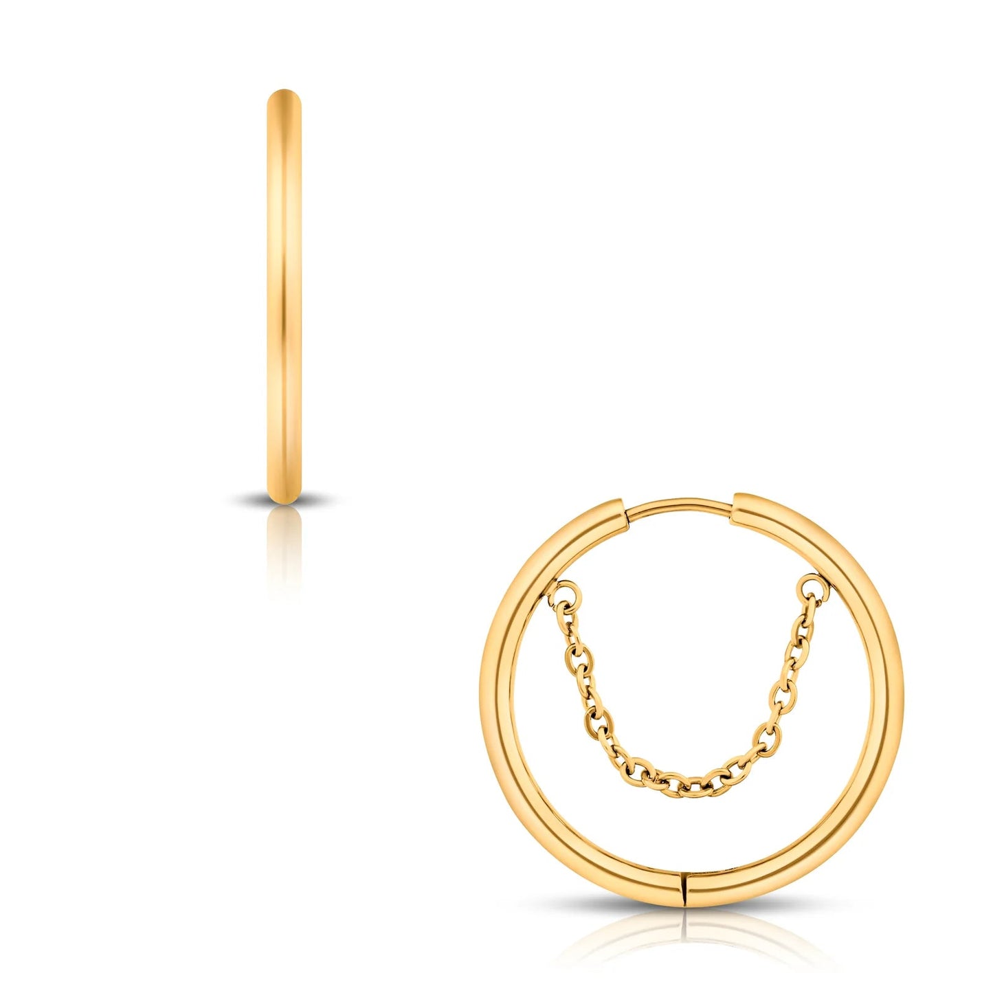 Pippa Chain Hoop Gold Earring - She Chester