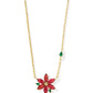 POINSETTIA SHORT PENDANT NECKLACE GOLD RED MIX - She Chester