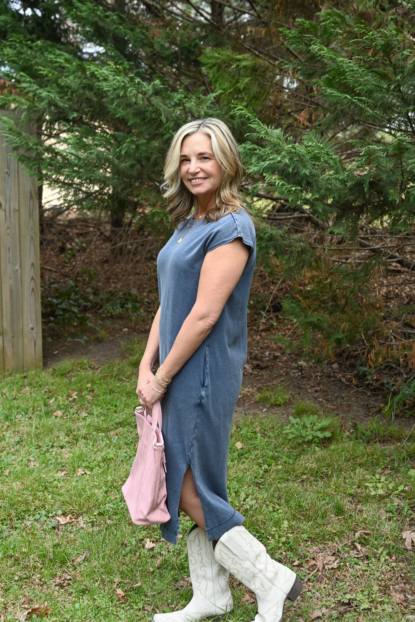 Polly Mineral Wash Midi Dress - She Chester