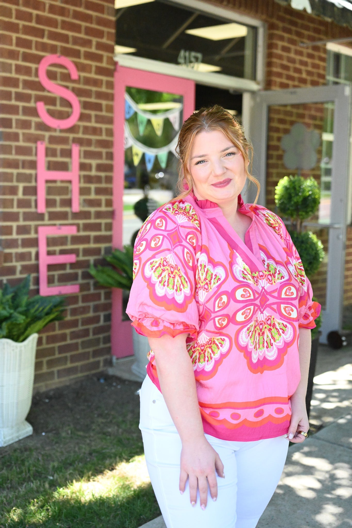 Pop of Pink Blouse - She Chester