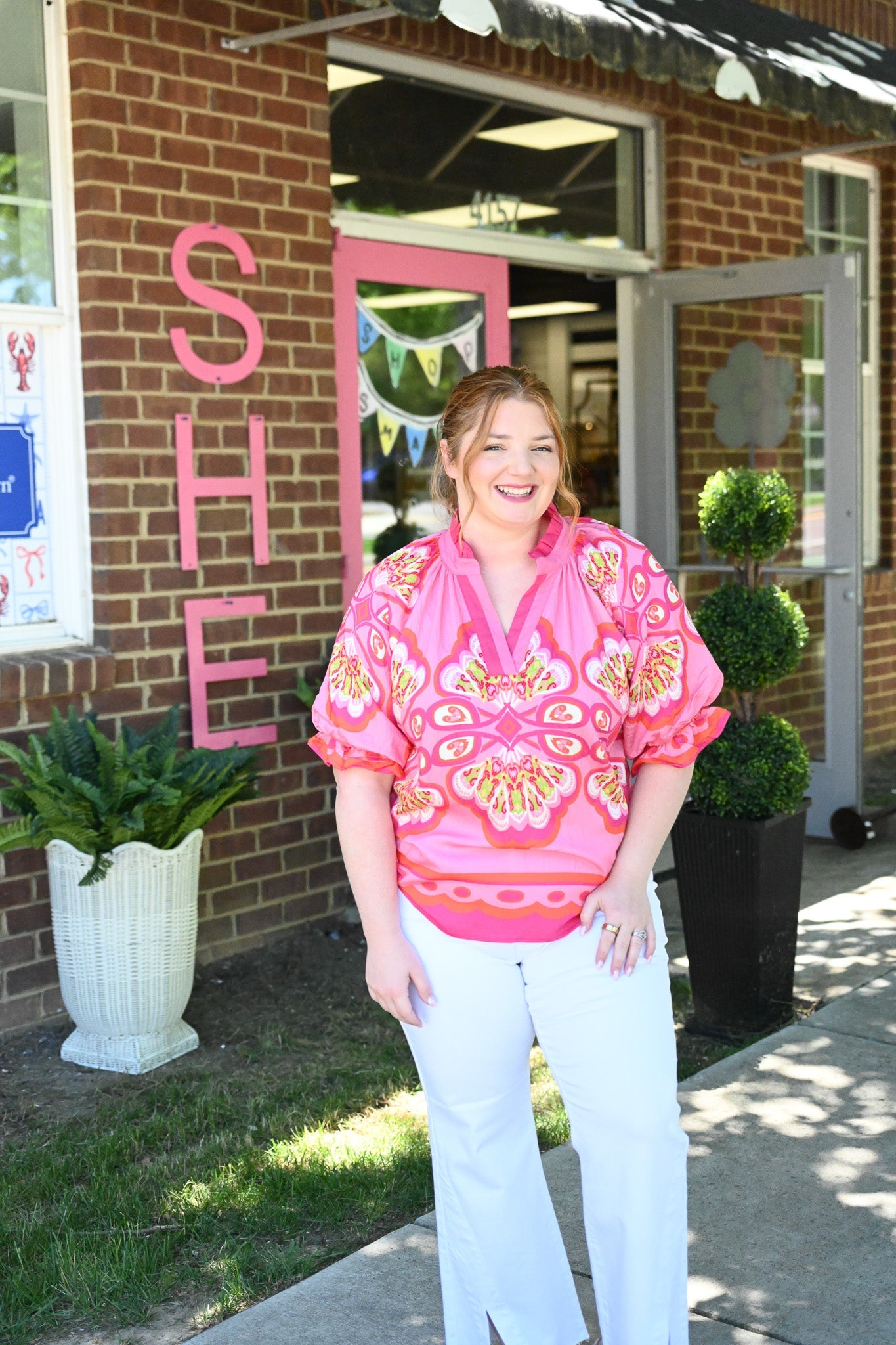 Pop of Pink Blouse - She Chester