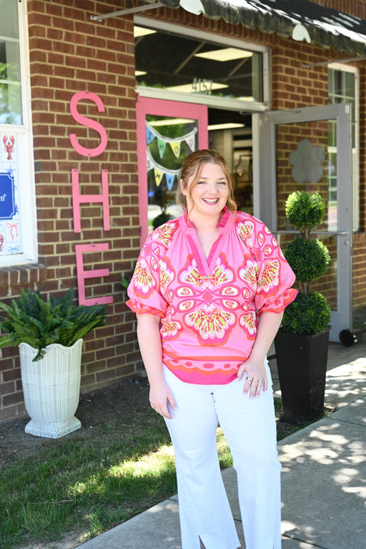 Pop of Pink Blouse - She Chester