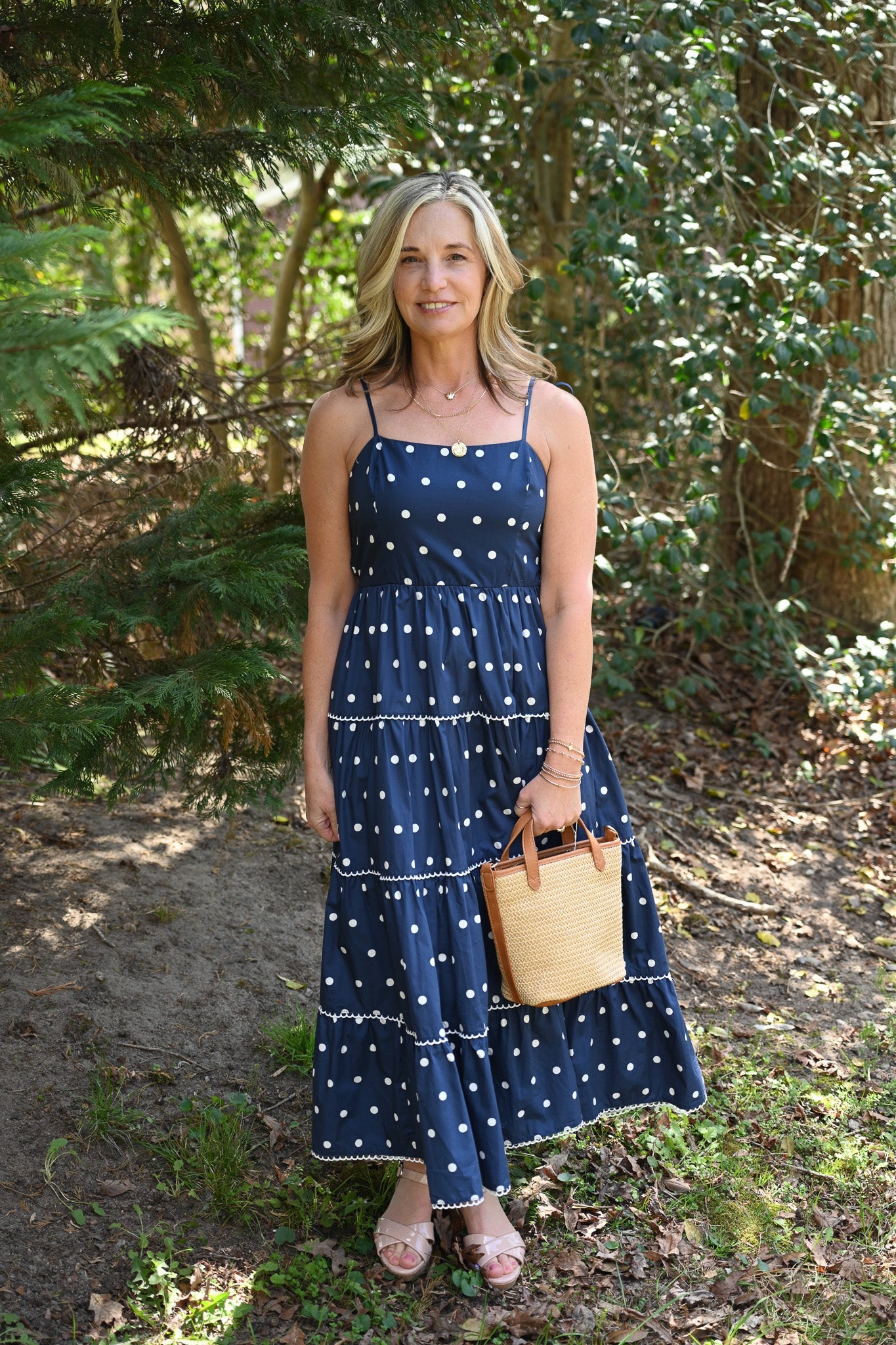 Portia Navy Dot Maxi - She Chester