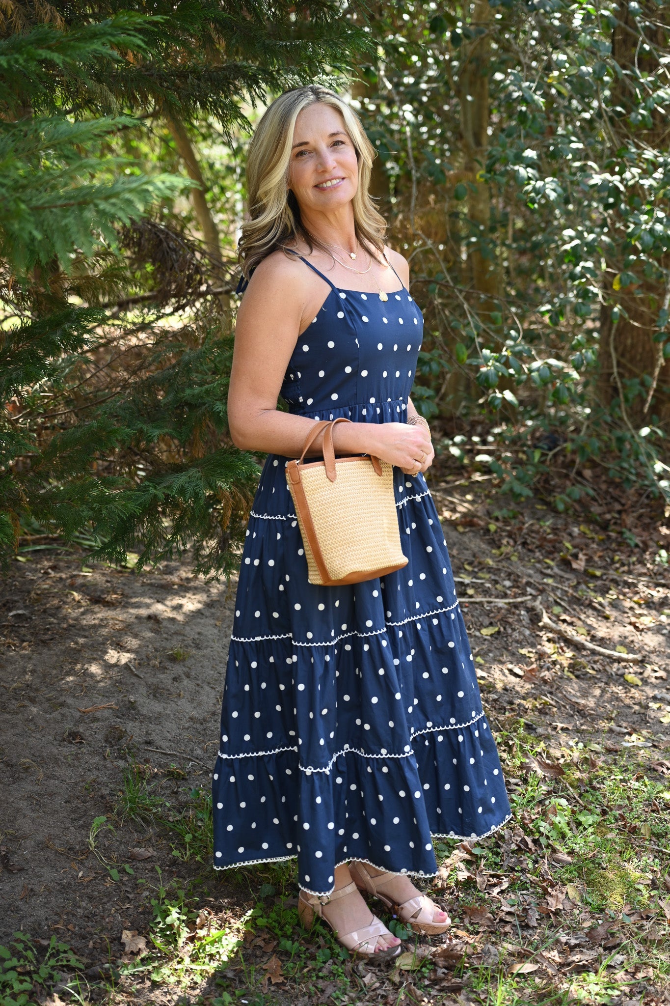Portia Navy Dot Maxi - She Chester