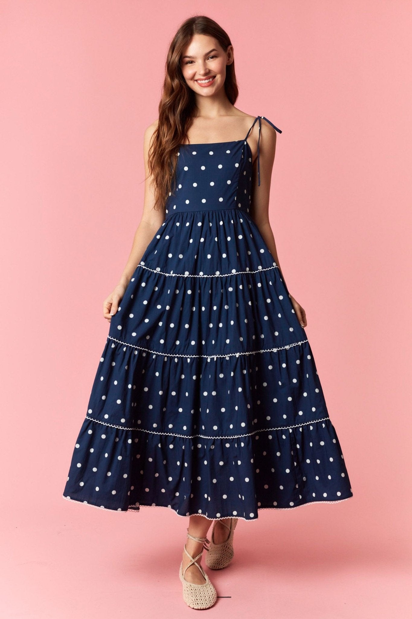Portia Navy Dot Maxi - She Chester