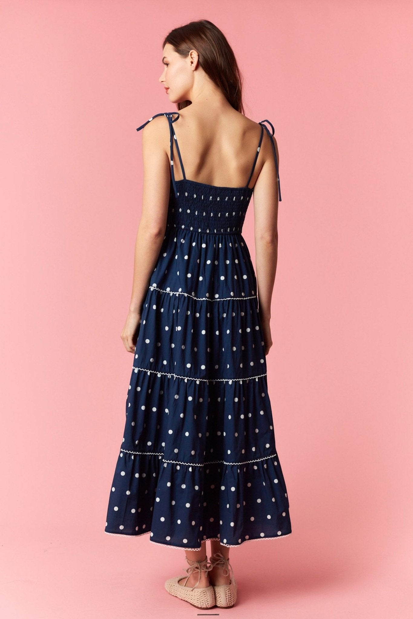 Portia Navy Dot Maxi - She Chester