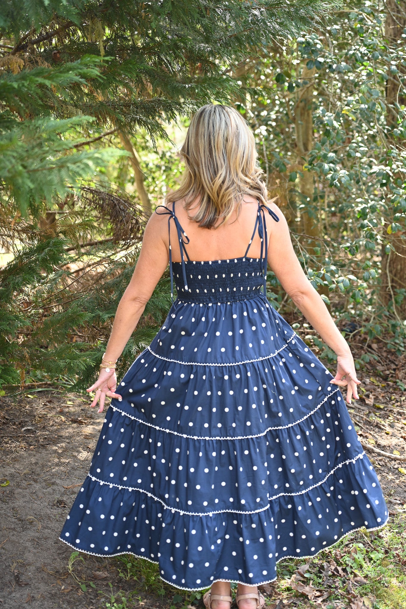 Portia Navy Dot Maxi - She Chester