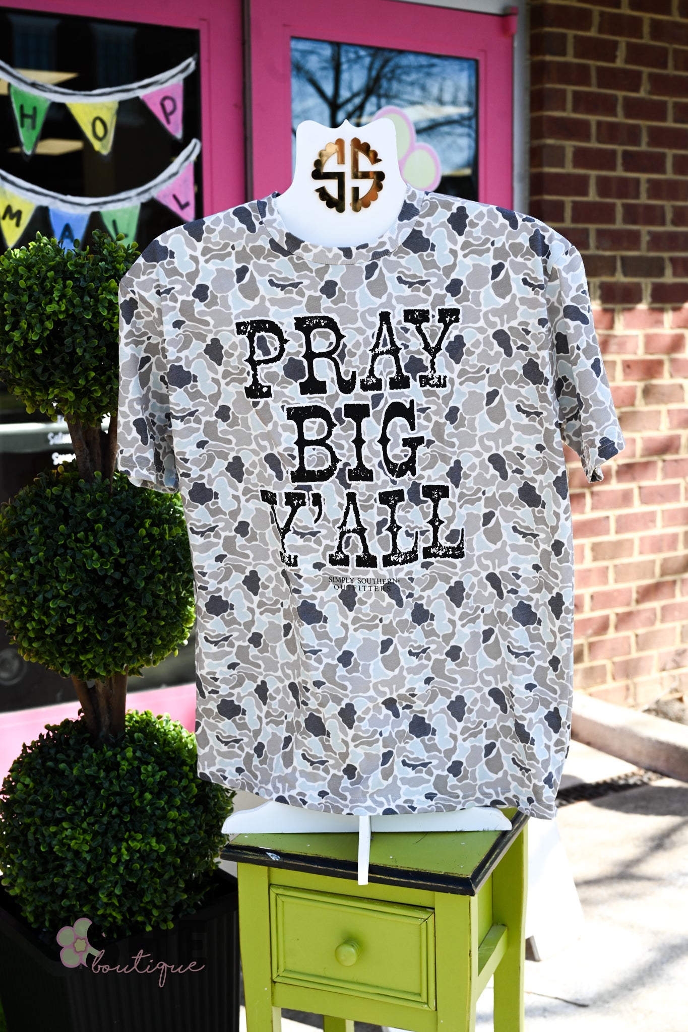 Pray Big Camo Mineral Wash Tee - She Chester