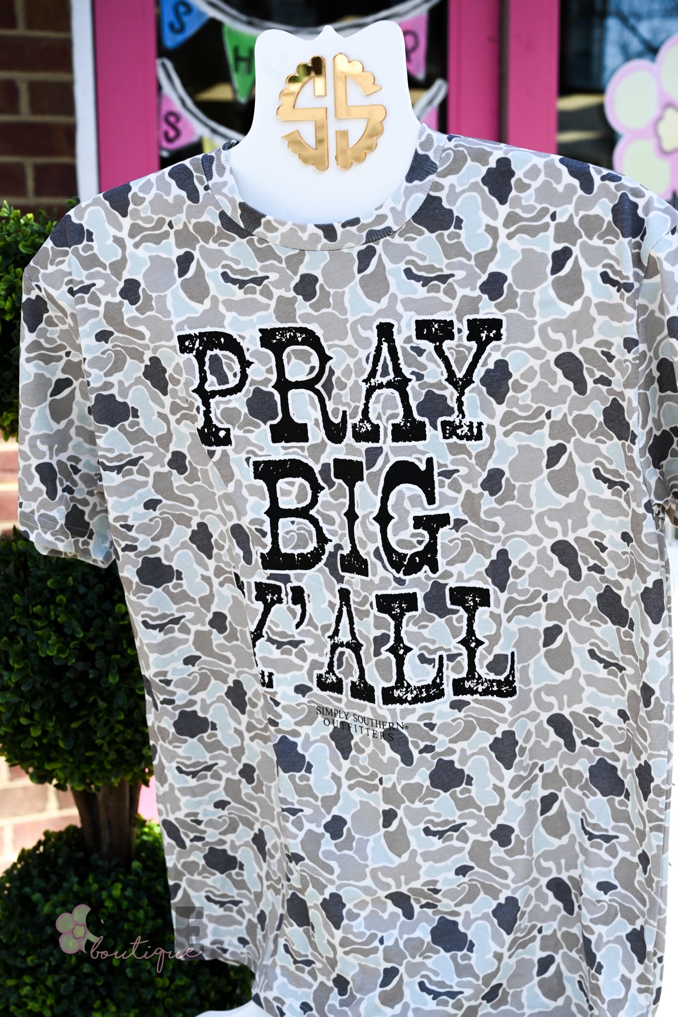 Pray Big Camo Mineral Wash Tee - She Chester