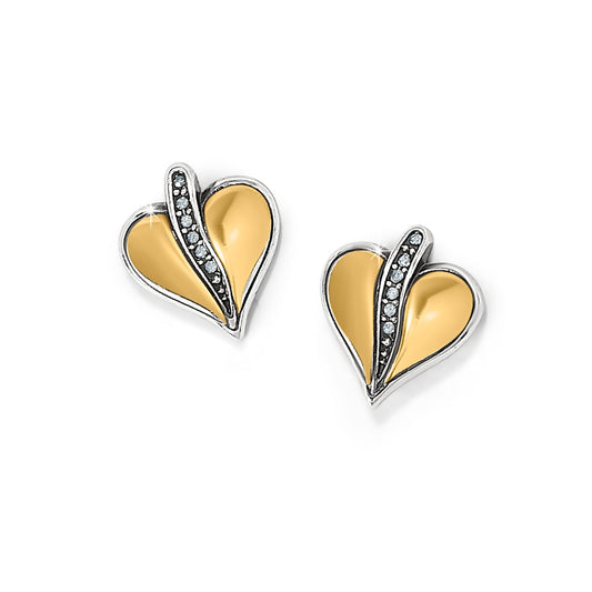 Precious Heart Two Tone Post Earrings - JA0015 - She Chester