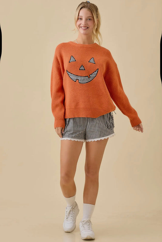 Pumpkin Face Sweater - She Chester