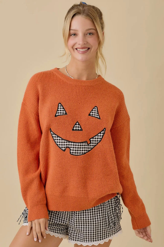 Pumpkin Face Sweater - She Chester