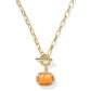 PUMPKIN LINK AND CHAIN NECKLACE GOLD ORANGE MOTHER OF PEARL - She Chester