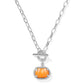 PUMPKIN LINK AND CHAIN NECKLACE SILVER ORANGE MOTHER OF PEARL - She Chester