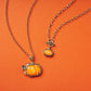 PUMPKIN LINK AND CHAIN NECKLACE SILVER ORANGE MOTHER OF PEARL - She Chester