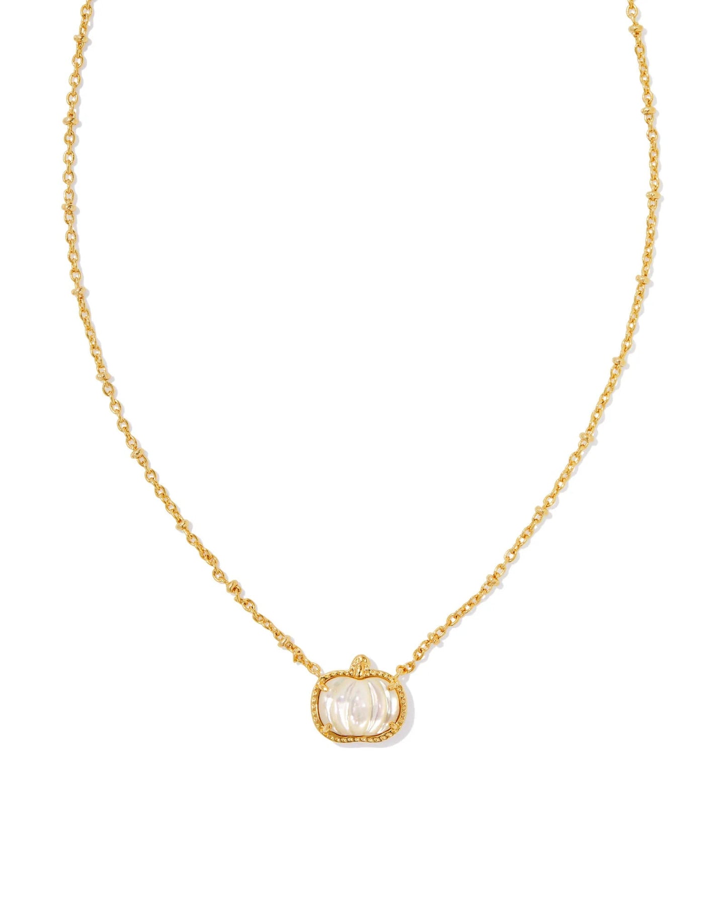 PUMPKIN SHORT PENDANT NECKLACE GOLD IVORY MOTHER OF PEARL - She Chester