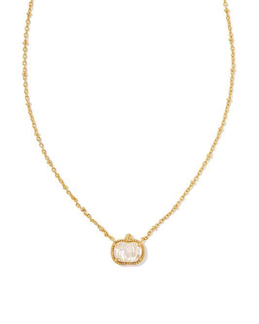 PUMPKIN SHORT PENDANT NECKLACE GOLD IVORY MOTHER OF PEARL - She Chester