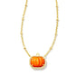 PUMPKIN SHORT PENDANT NECKLACE GOLD ORANGE MOTHER OF PEARL - She Chester
