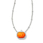 PUMPKIN SHORT PENDANT NECKLACE SILVER ORANGE MOTHER OF PEARL - She Chester