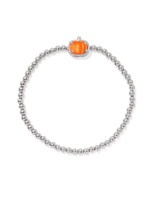 PUMPKIN STRETCH BRACELET SILVER ORANGE MOTHER OF PEARL - She Chester