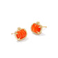 PUMPKIN STUD EARRINGS GOLD ORANGE MOTHER OF PEARL - She Chester
