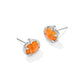 PUMPKIN STUD EARRINGS SILVER ORANGE MOTHER OF PEARL - She Chester