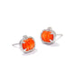 PUMPKIN STUD EARRINGS SILVER ORANGE MOTHER OF PEARL - She Chester