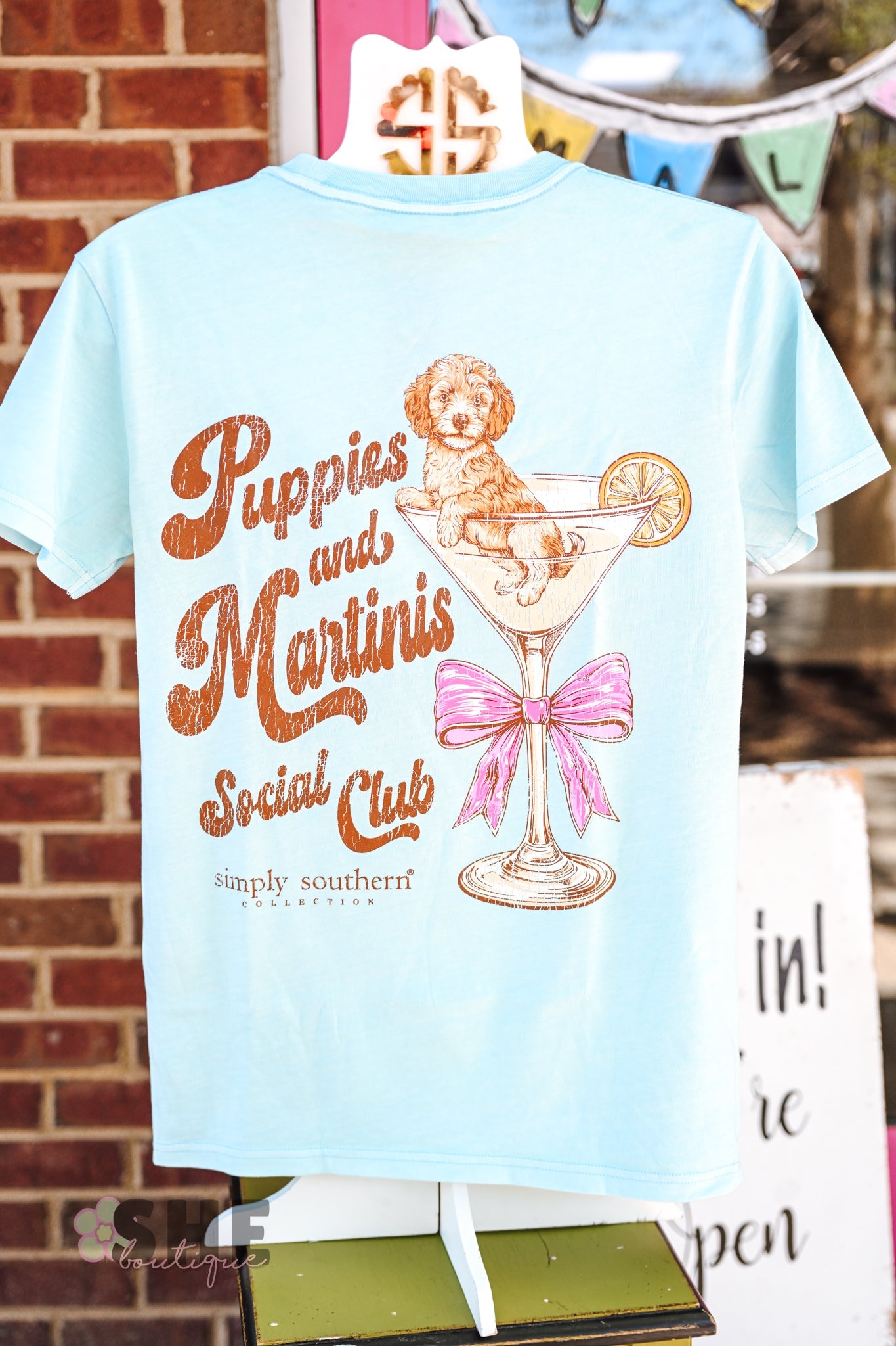 Puppies And Martinis Mineral Wash Tee - She Chester