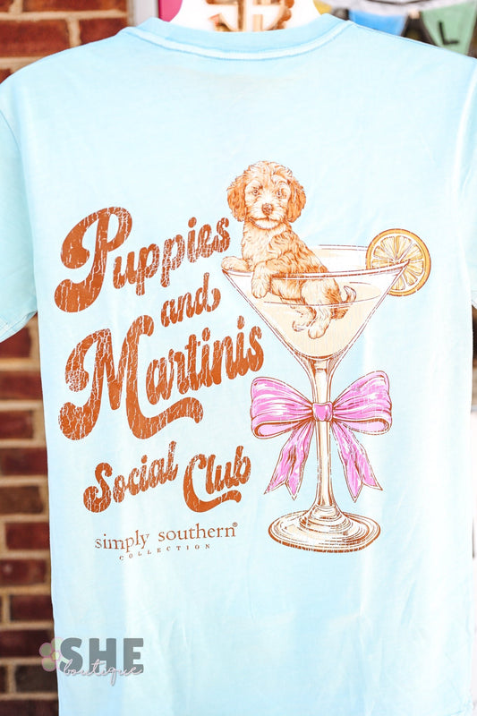 Puppies And Martinis Mineral Wash Tee - She Chester