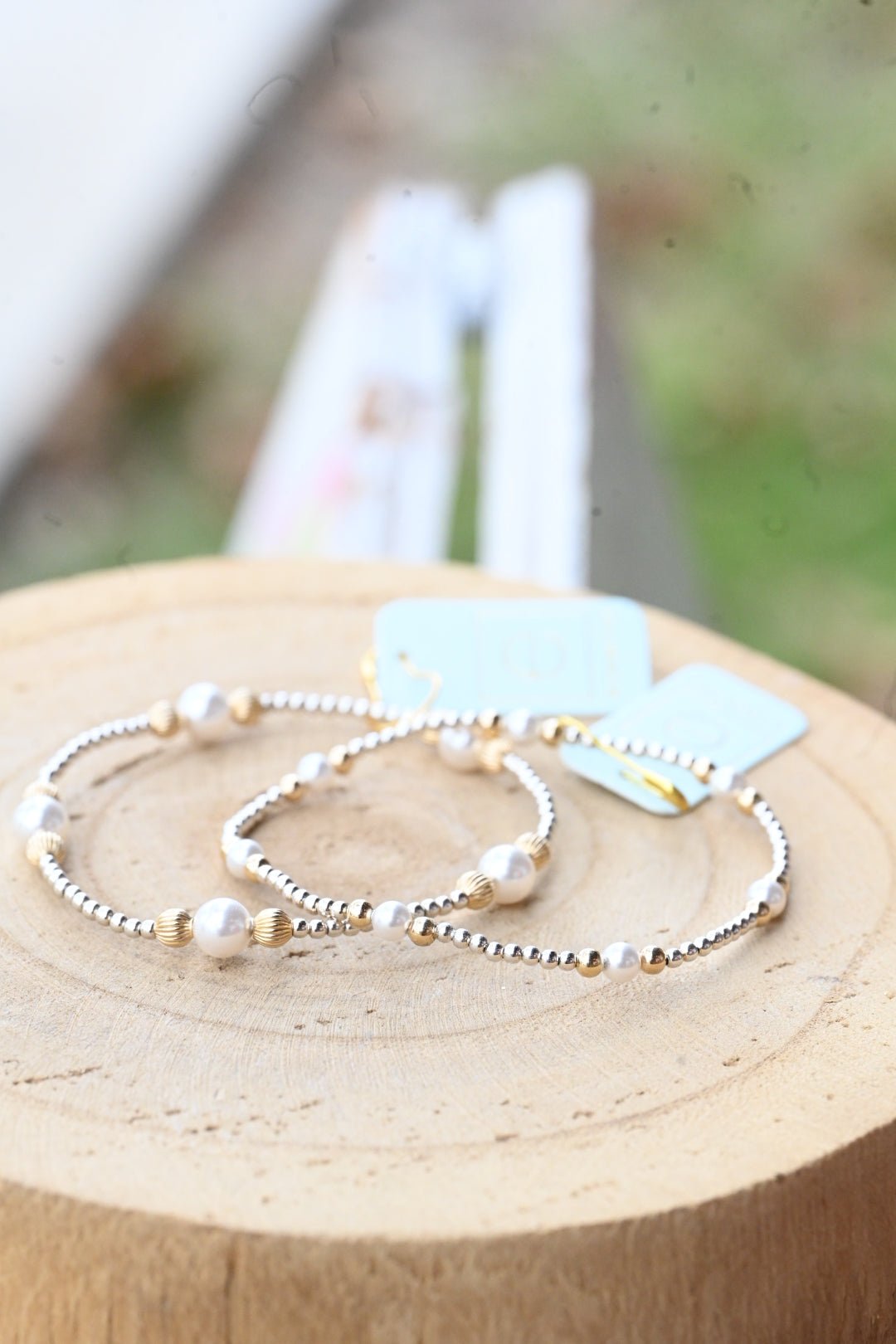Purpose Pearl 4mm Bead Bracelet - Mixed Metal - She Chester