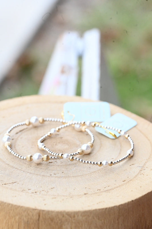 Purpose Pearl 4mm Bead Bracelet - Mixed Metal - She Chester