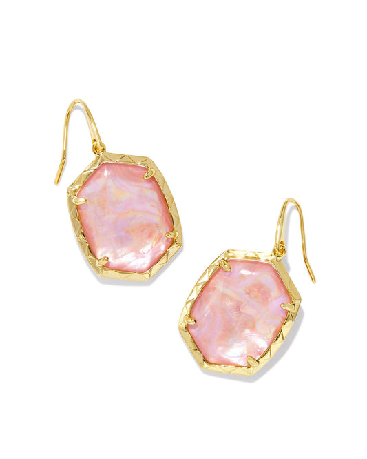 Daphne Drop Earrings Gold Coral Pink MOP